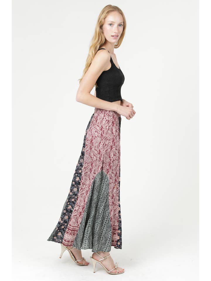 ANGIE - Wholesale Skirt – Women’s - B6A91-FR43 MIXED PRINT SMOCKED WAIST MAXI SKIRT5
