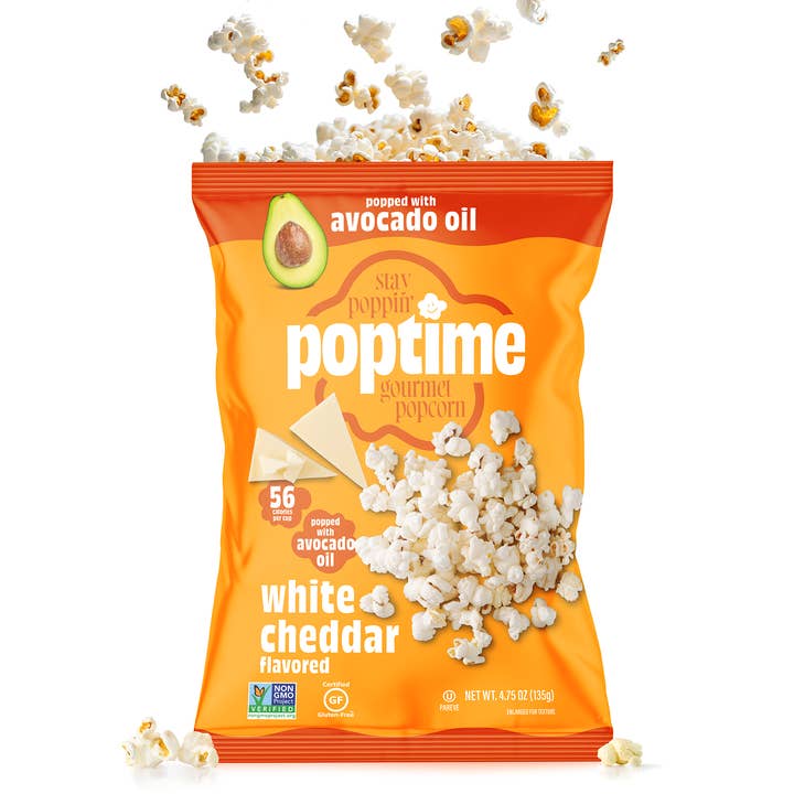 Poptime Gourmet White Cheddar Popcorn Snack Bags – Kosher for wholesale by POPTime Snacks