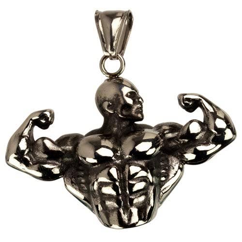 Muscle Man stainless steel pendant, 35mm for wholesale by EHAWA