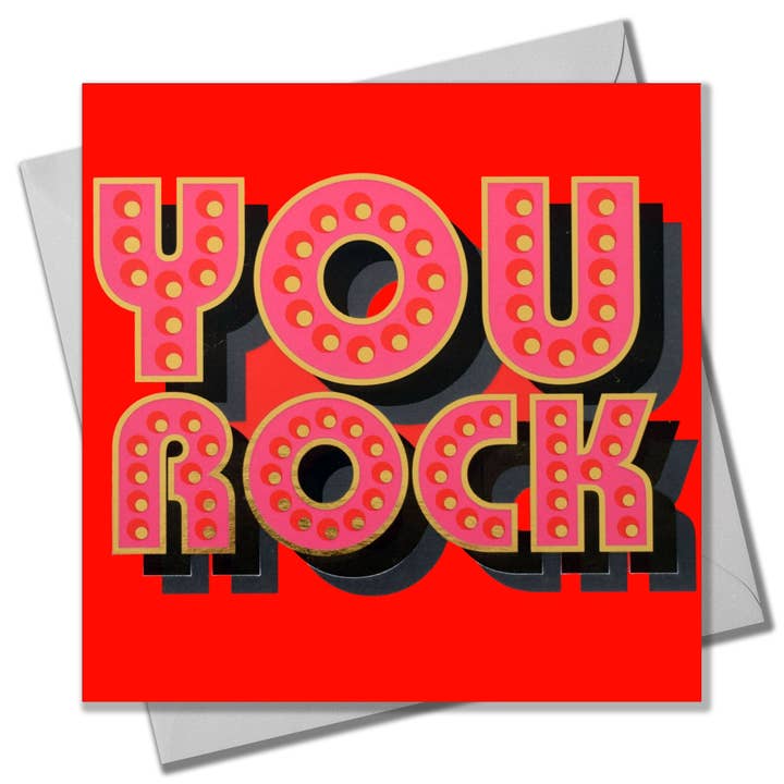 Alla hjärtans dag-kort, Du är grym, text folierad i glänsande guld för wholesale av Claire Giles Ltd