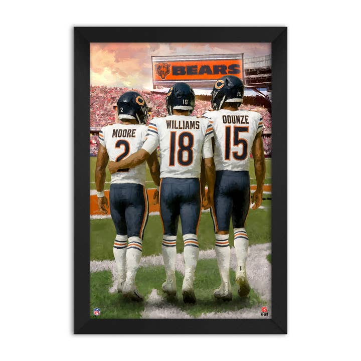 NFL CHICAGO BEARS 14"X20" FRAMED ART THREE PLAYER PRINT 2025 for wholesale by Sporticulture