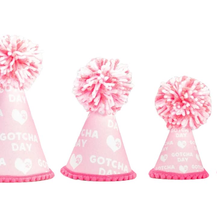 Gotcha Day Pink Party Hat for wholesale by Pup Party Hats