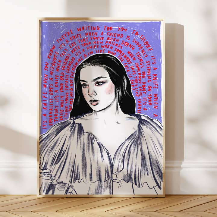 Charli xcx 'sympathy is a knife' A4 art print for wholesale by Spilt Milk Press