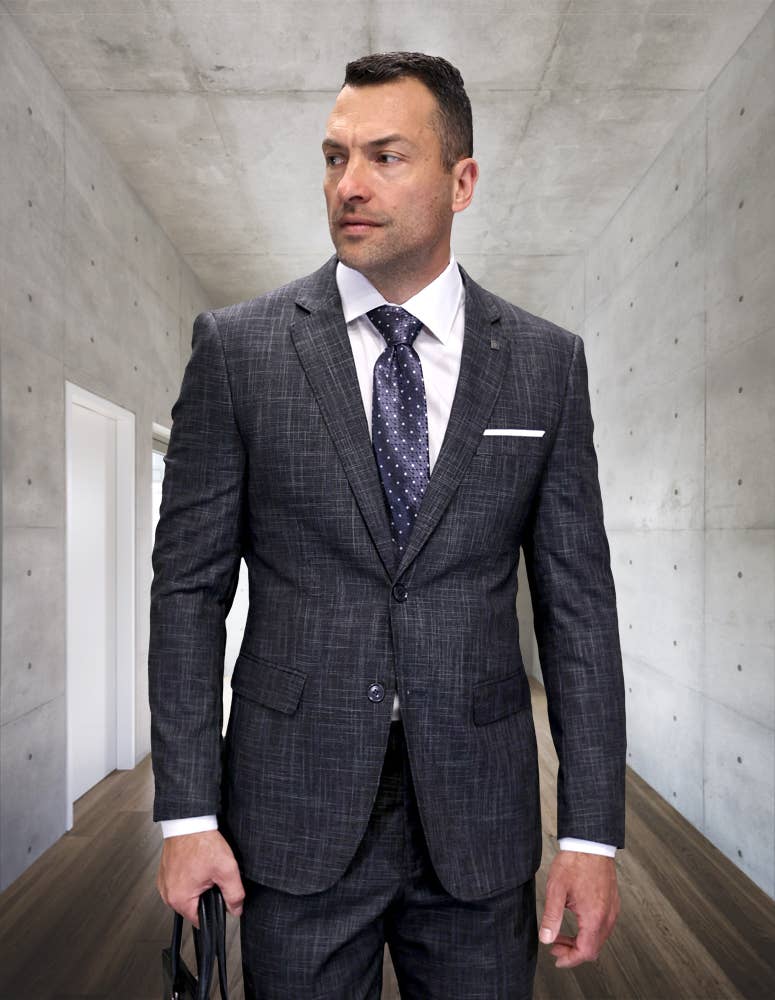 Statement Clothing - Wholesale Suit Set - Men's - Men's Italian Plaid Wool 2PC Suit Set PRT-1016