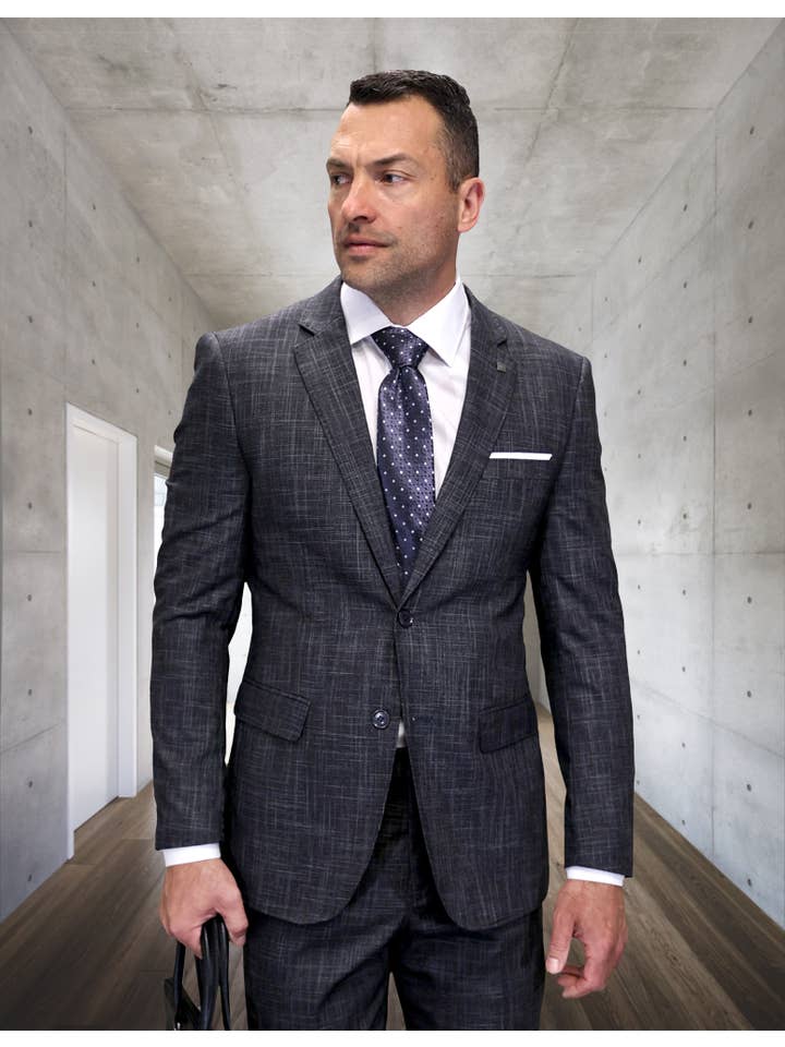 Statement Clothing - Wholesale Suit Set - Men's - Men's Italian Plaid Wool 2PC Suit Set PRT-1016