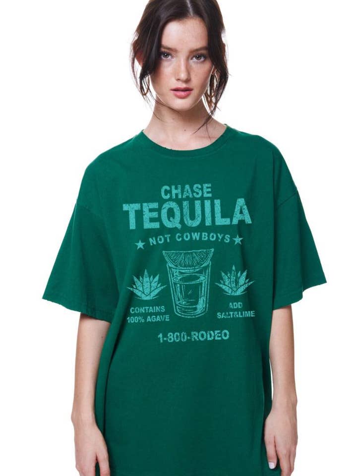 Chase Tequila Oversized Vintge Graphic Top for wholesale by Zutter