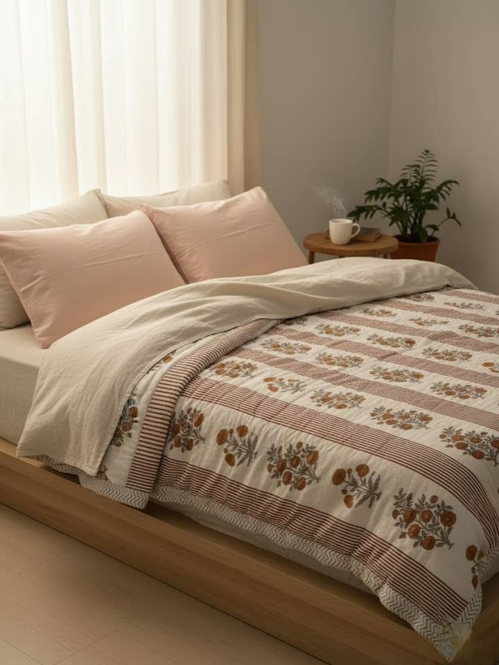 Khara Couette / Couverture d'Été 100% Coton Doux - Réversible - Sans Tarifs pour la vente par Akshu & Ameirah