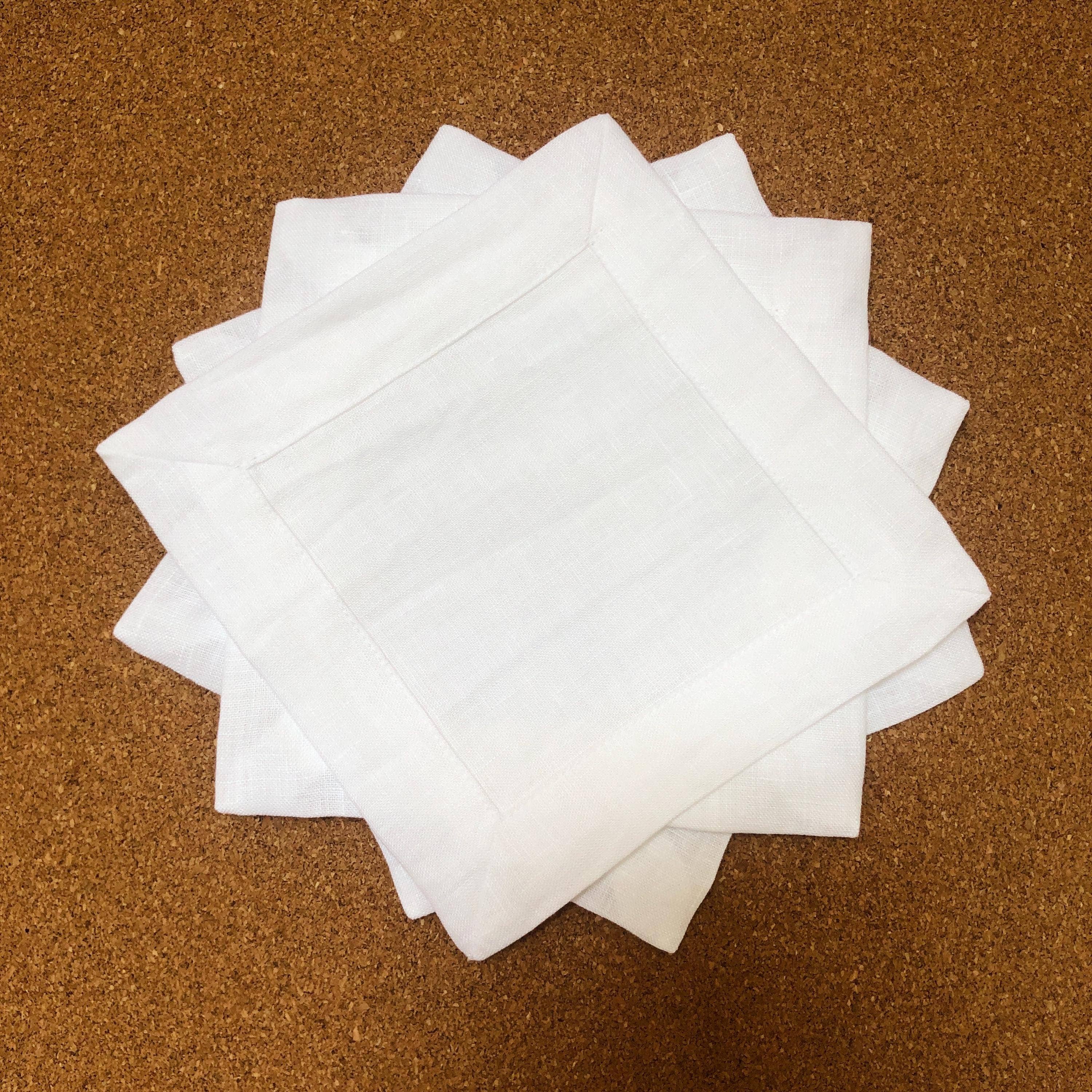 Belle Linen - Wholesale Dinner & Cloth Napkin - 100% Premium Classic White Linen Cocktail Napkins5