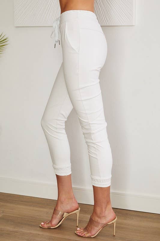 VENTI6 - Wholesale Pants - Women's - PU ELASTIC WAISTBAND ELASTIC ANKLE JOGGERS (97800-PU)5