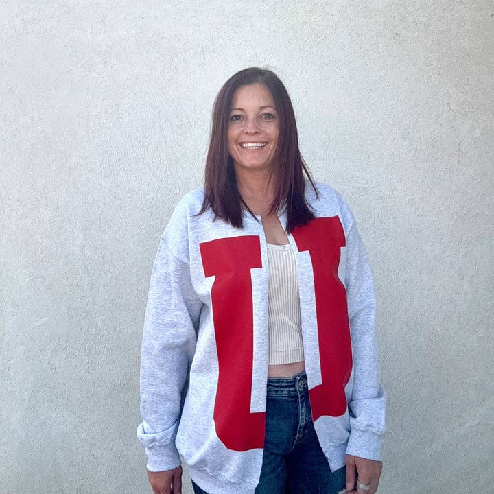 U Split Crew Cardigan for wholesale by Talking Too Loud Apparel