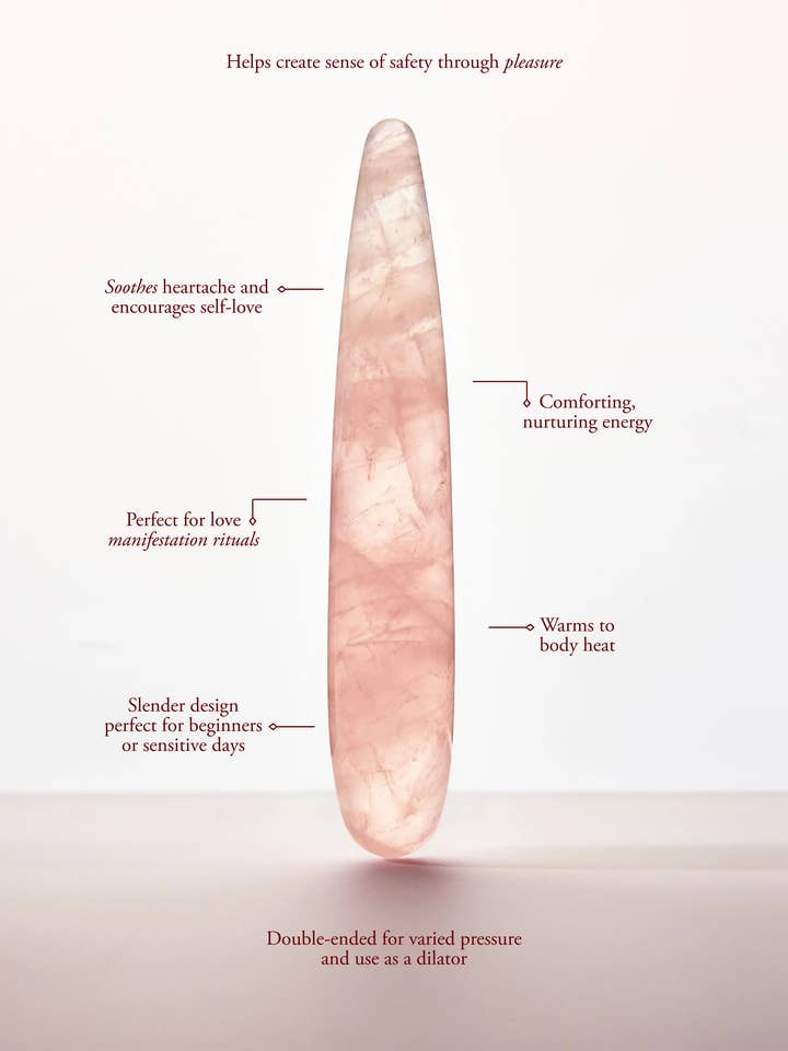Heart Slim Crystal Dildo - Rose Quartz for wholesale by Chakrubs