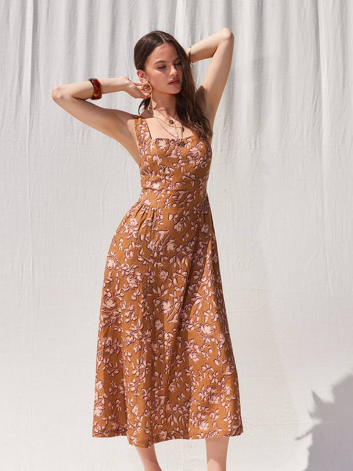 Printed Linen Midi Dress for wholesale by ILLA ILLA