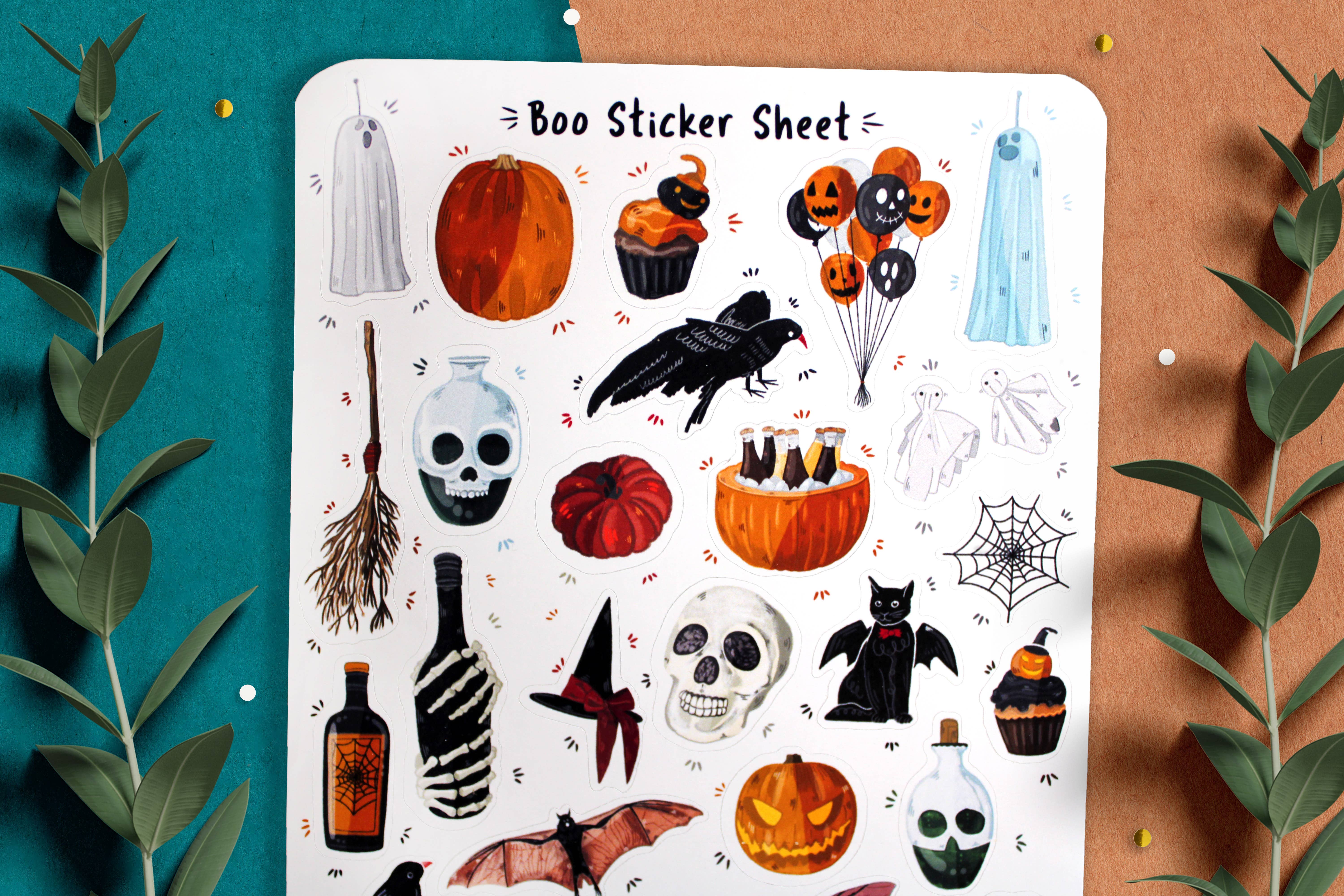 Bartista - Vendita all'ingrosso Adesivo - Foglio di adesivi Boo, adesivi per Halloween, adesivo BulletJournal1