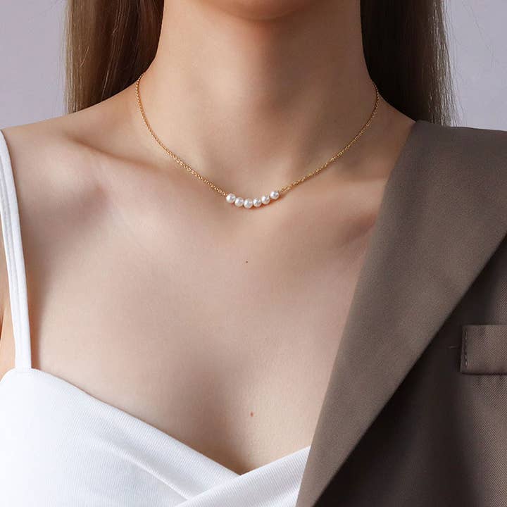 Gemcohub - Wholesale Pendant/charm necklace - 18K Gold Plated Imitation Pearl Pendant Necklace for Women8