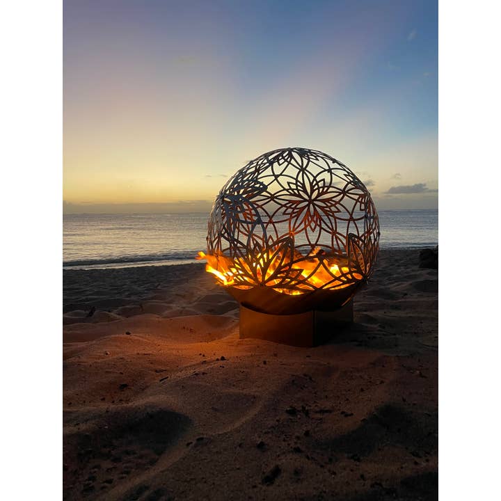 FlowerHouse - Wholesale Fire Pit - 24in Bonfireball Fire Pit - Lotus in Stainless Steel