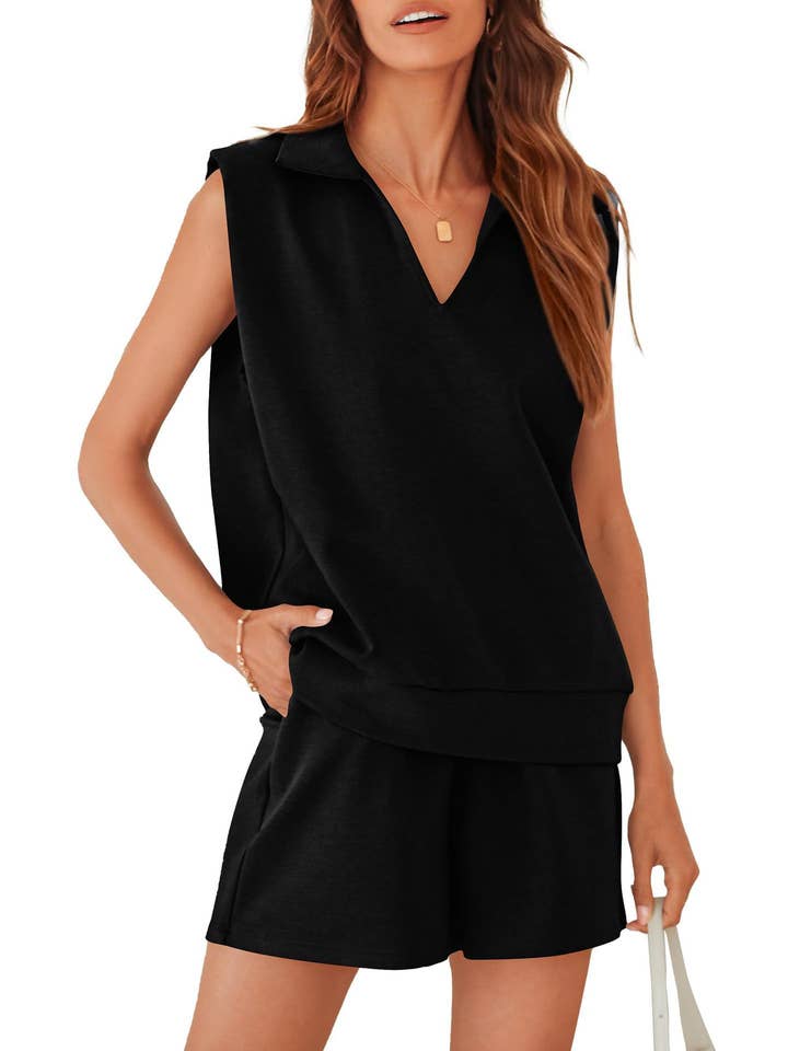 Rosa Clothing - Wholesale Top & Short Set (NOT Loungewear) - Women's - cozy & loose Tank Top athletic shorts Set - 8 colors