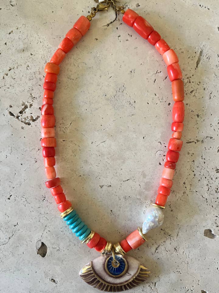 Nazar Coral Necklace for wholesale by Patara Life