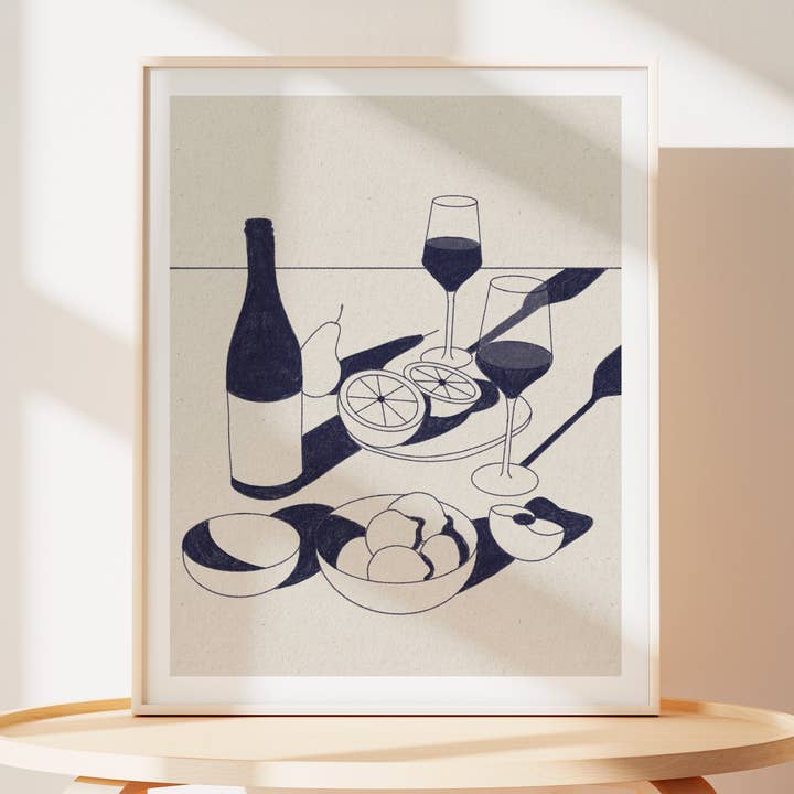 Wine and Fruit Still Life for wholesale by Ev Mat Studio