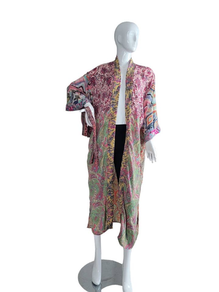 Evergreen Guardian Imports - Vendita all'ingrosso Kimono - Donna - Kimono Duster Lungo Patchwork TJ9921