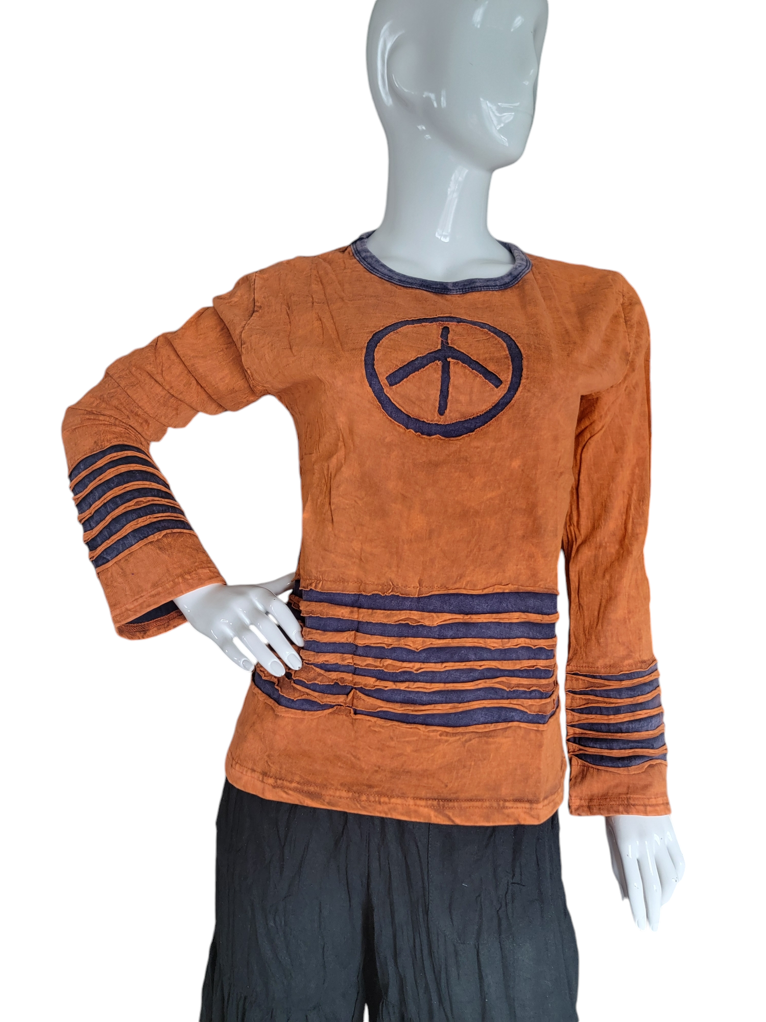 Evergreen Guardian Imports – Engroshandel Bluse - Dame – SLS-21 Langærmet bomuldsskjorte Cut Peace Orange8