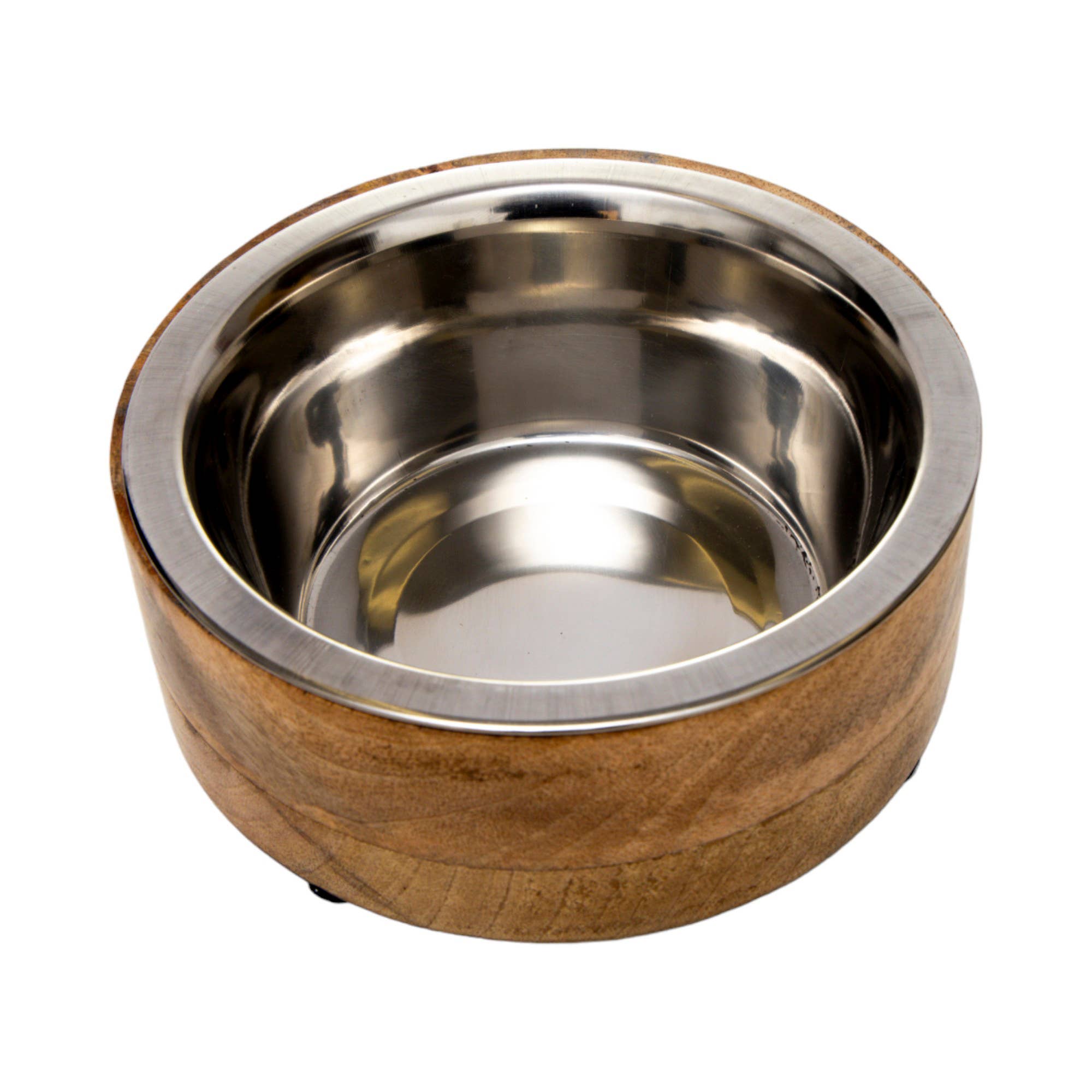 Jojo Modern Pets - Wholesale Pet Bowl - Cat/Dog - Stainless Steel Dog Bowl with Cylindrical Mango Wood Holder1
