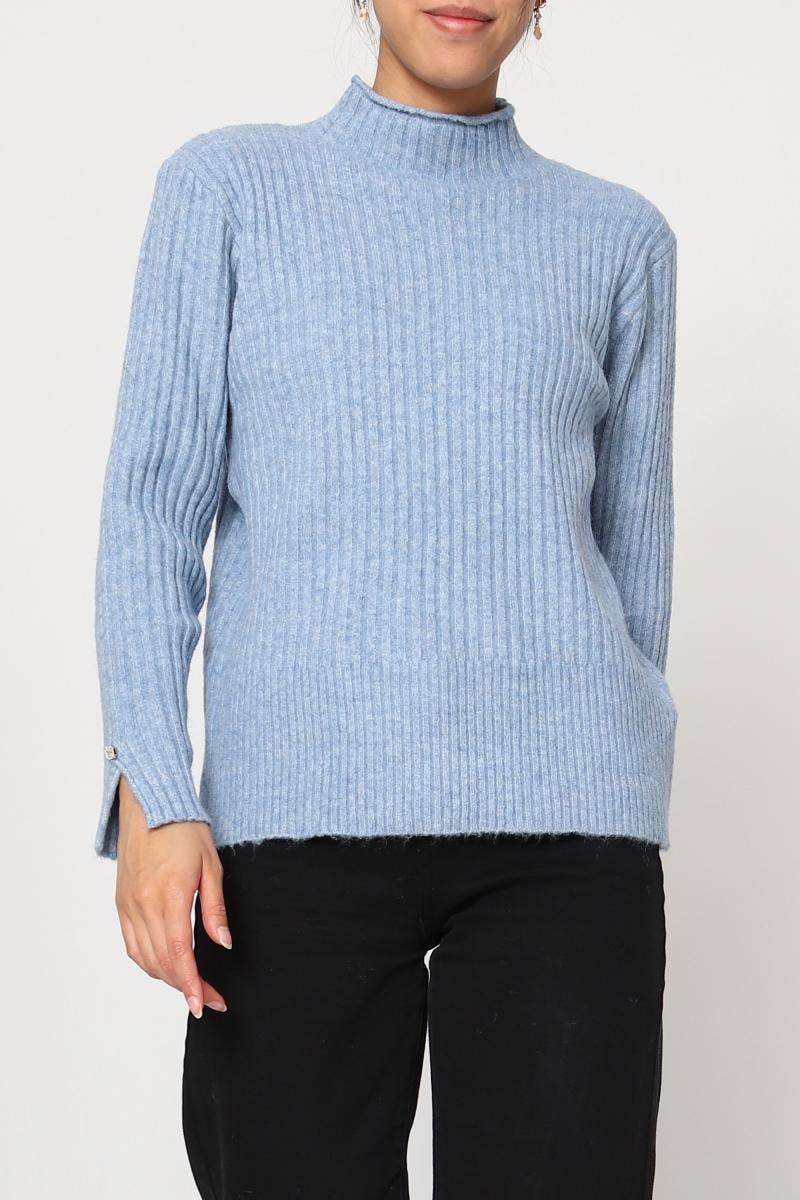 DIX-ONZE - Wholesale Knit Sweater - Women's - Ribbed Knit Sweater with Wavy Finish – Soft Ribbed Knit4