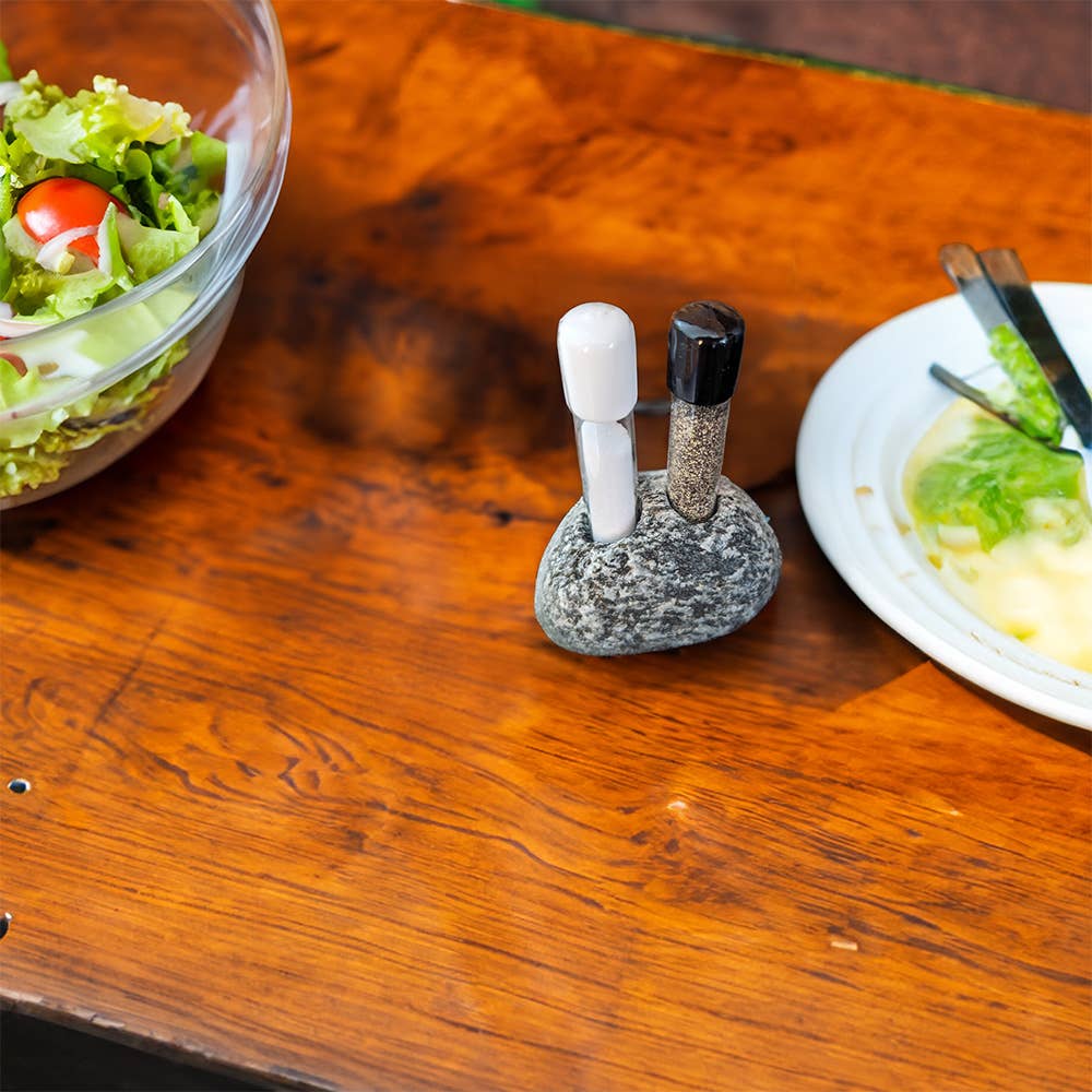 Sea Stones - Wholesale Salt & Pepper Shaker Set - Salt of the Earth - Natural Stone Salt & Pepper Shakers0