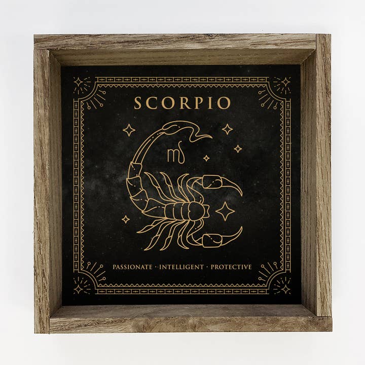 Wandbild auf Leinwand und Holz, Sternzeichen-Horoskop-Zeichen, Skorpion für den Großhandel von Hangout Home