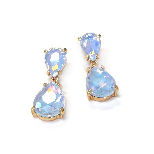 Neon- eller pastelfarvede tåreformede glassten øreringe med krystaldetaljer for engroshandel hos StarryNYC