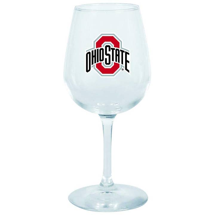 12.75oz Stem Wine Glass Color Logo, Ohio State Buckeyes for wholesale by The Memory Company