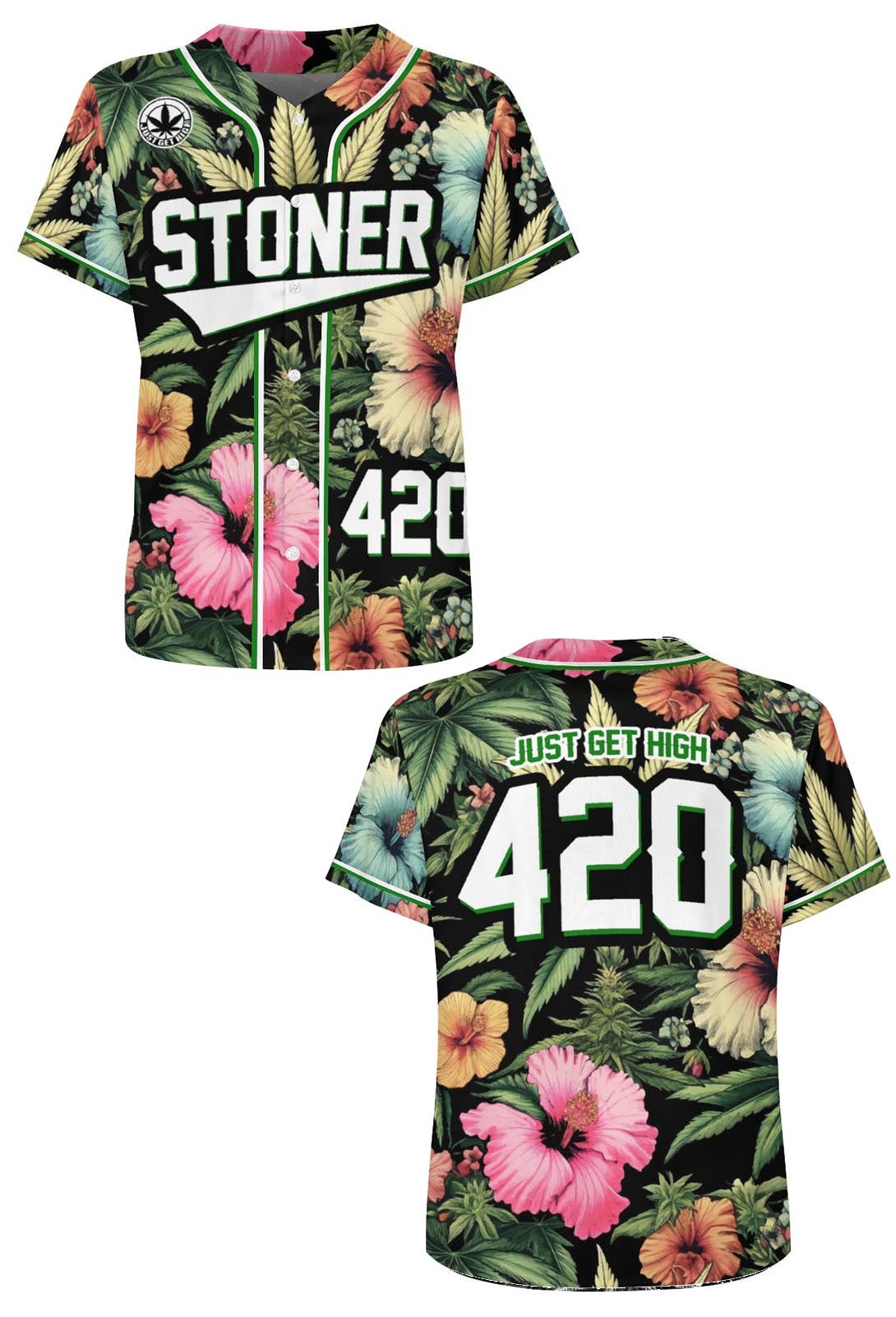 Just Get High™ - Wholesale Team Sports Jersey - Men's - Baseball Jersey: Stoner Tropical Terps1
