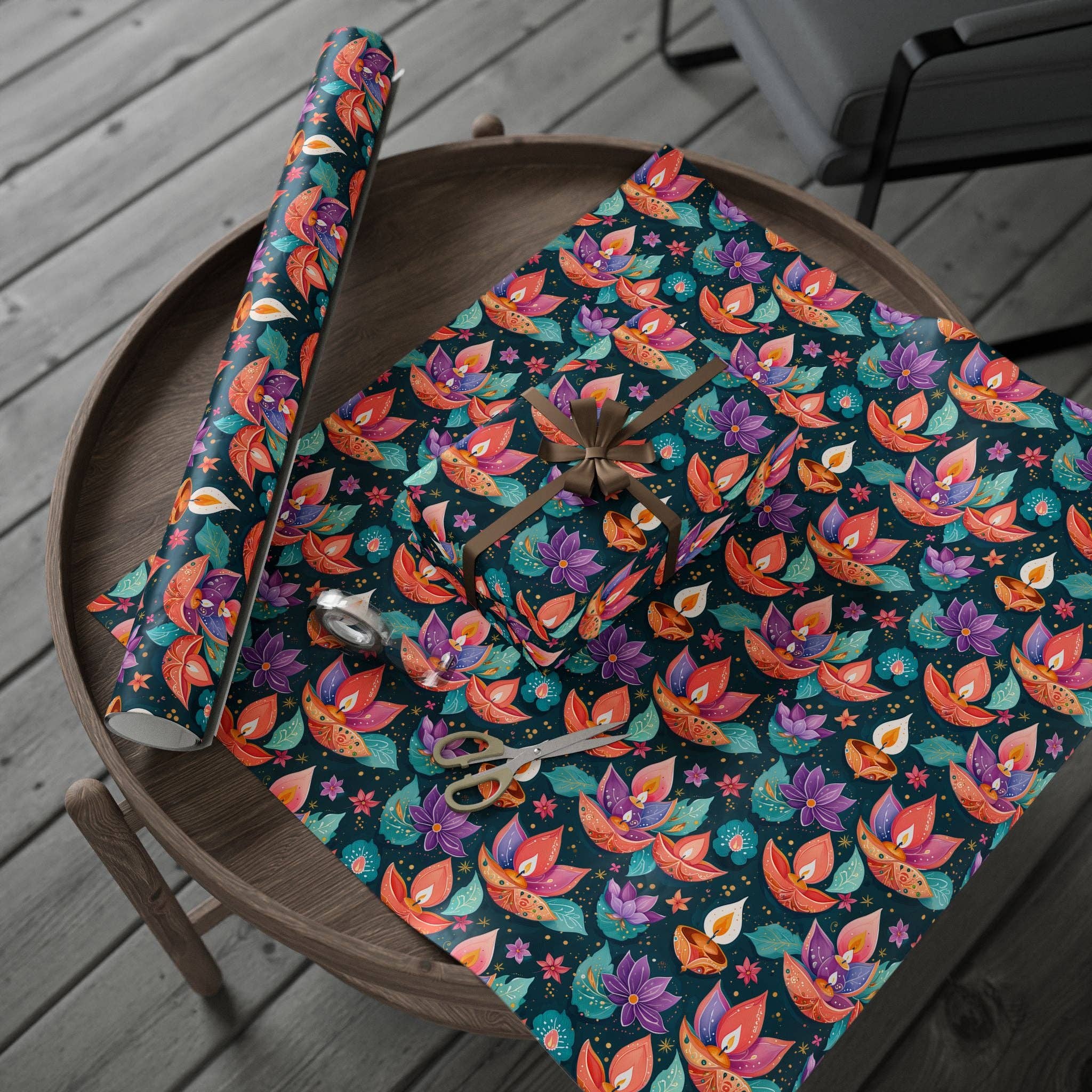 Lokipawz - Wholesale Flat Wrap - Diwali Aqua Festival Wrapping Papers12