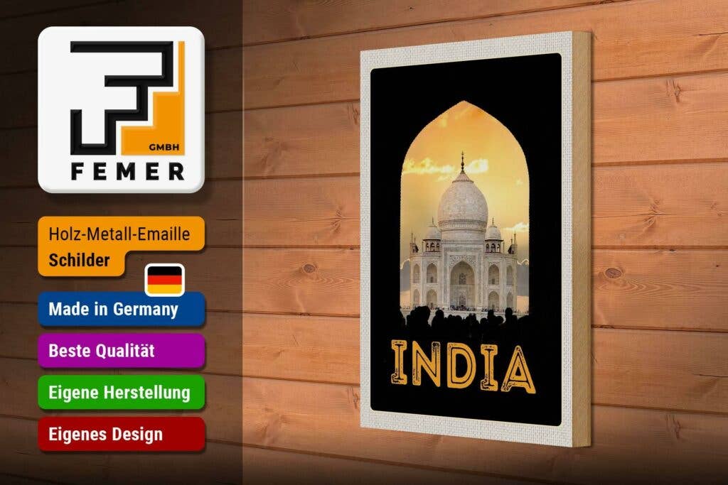 Femer - Wholesale Sign - Wooden travel sign 20x30 cm India white mosque religion Islam sign wooden sign2