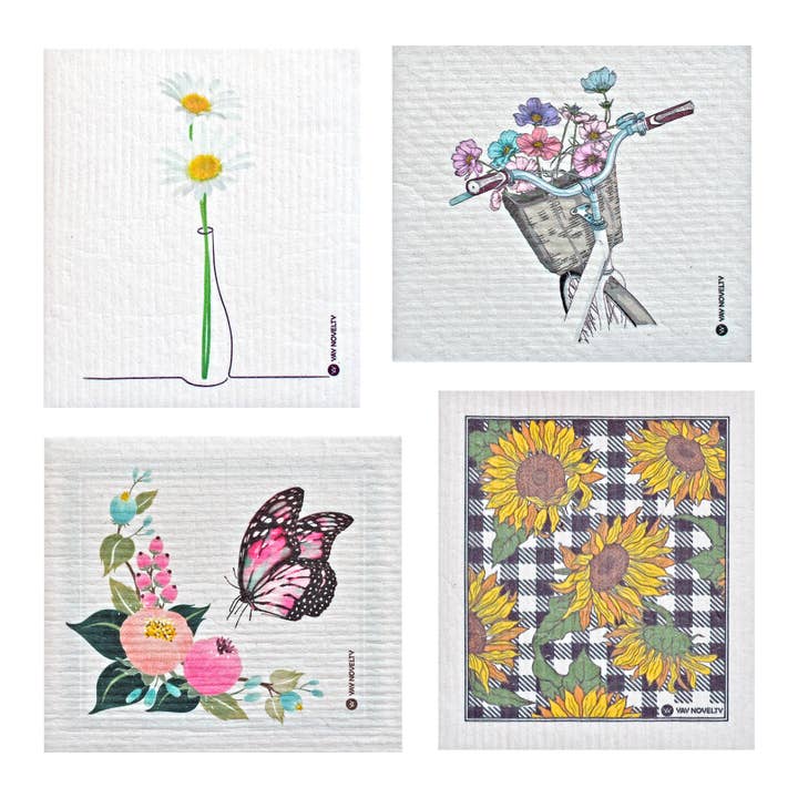 Reinigungstücher für deutsches schwedisches Spültuch, Blumenmuster, 12er-Pack für den Großhandel von YAY NOVELTY