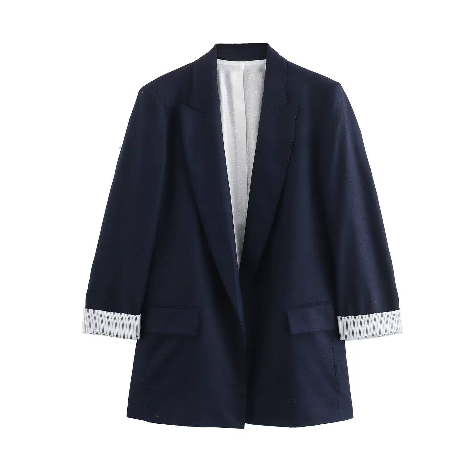 alberalkirk - Vente Blazer – femme - Blazer à manches retroussées en mélange de lin pour femme N5A4139