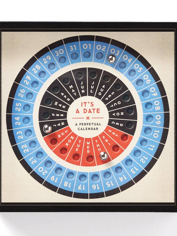 Brass Monkey It's A Date Perpetual Desk Calendar for wholesale by Chronicle Books