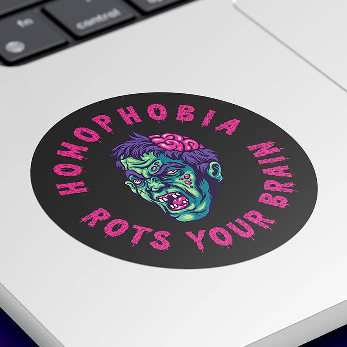 Homophobie verrottet dein Gehirn, glänzender Aufkleber für den Großhandel von Rainbow & Co