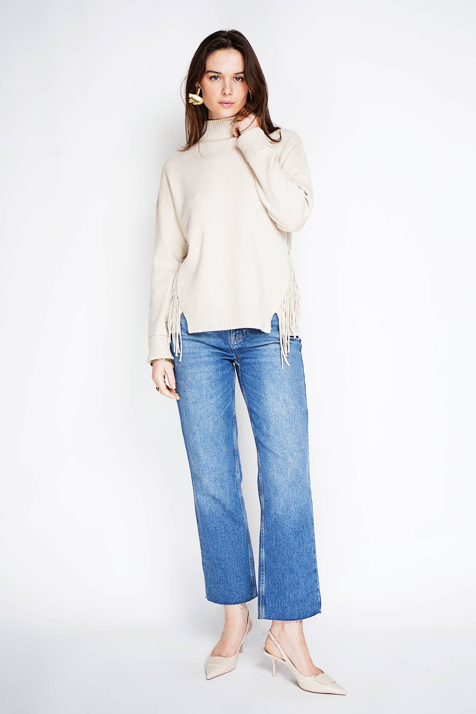 NOELINE - Wholesale Knit Sweater - Women's - Knit sweater with fringes 26012