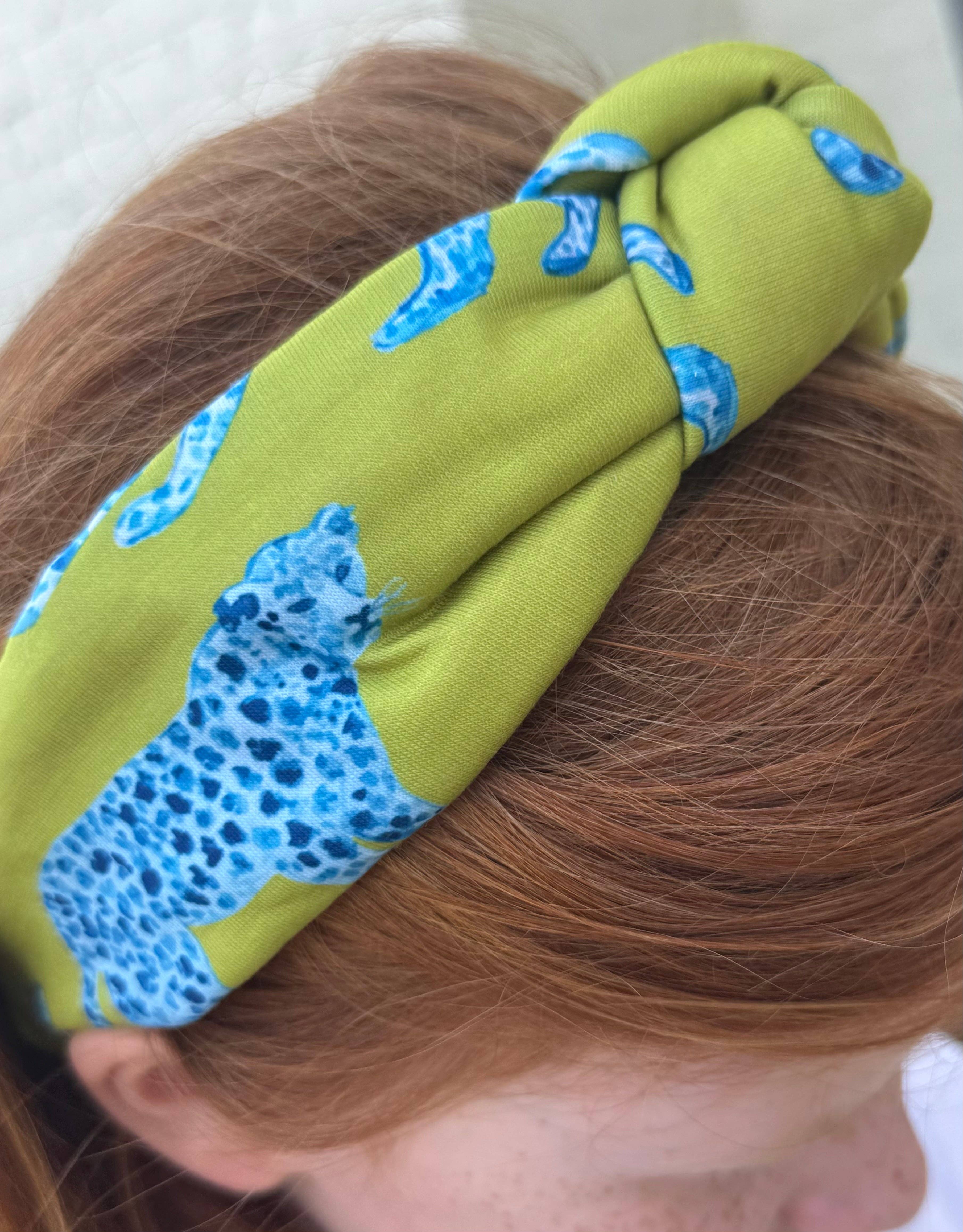 Citron Jaguar Print headband for wholesale on Faire3