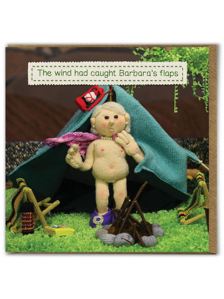 Funny Birthday Card - Barbara's Flaps by Nudinits for wholesale by Brainbox Candy