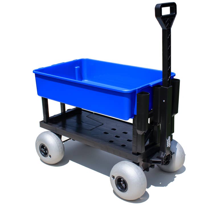 Mighty Max Cart – Acessórios de praia por atacado – Carro de Praia Dobrável de Dois Andares com Compartimento Azul de Polímero1