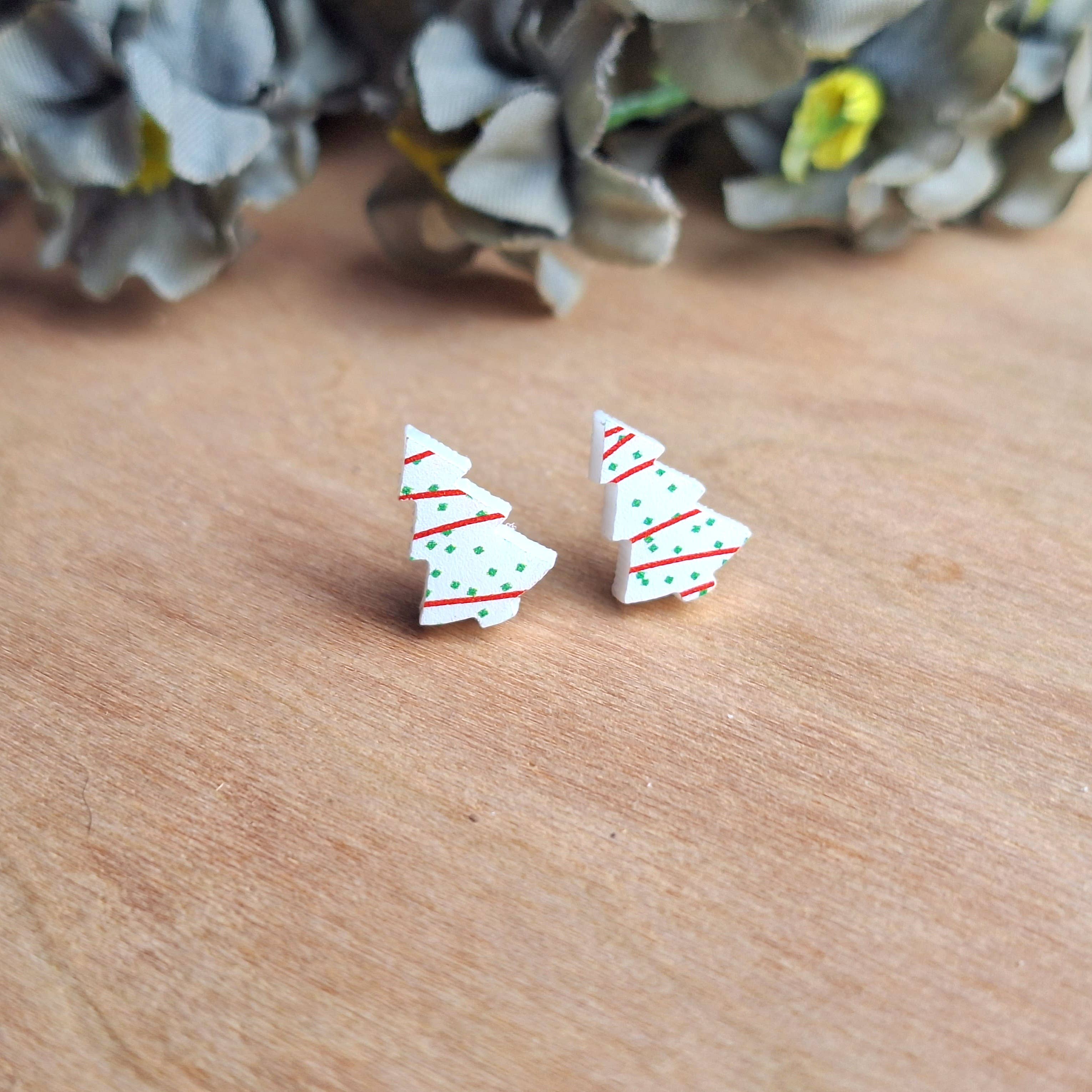 Jedi Woods LLC - Wholesale Stud/Post Earrings -  L. Debbie Xmas Cake Earrings  - Tiktok VIRAL Product!7