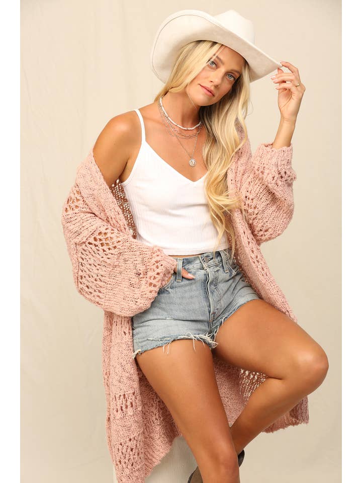 KyeMi - Wholesale Cardigan - Women's - Oversized Cardigan With An Open Front Knit7