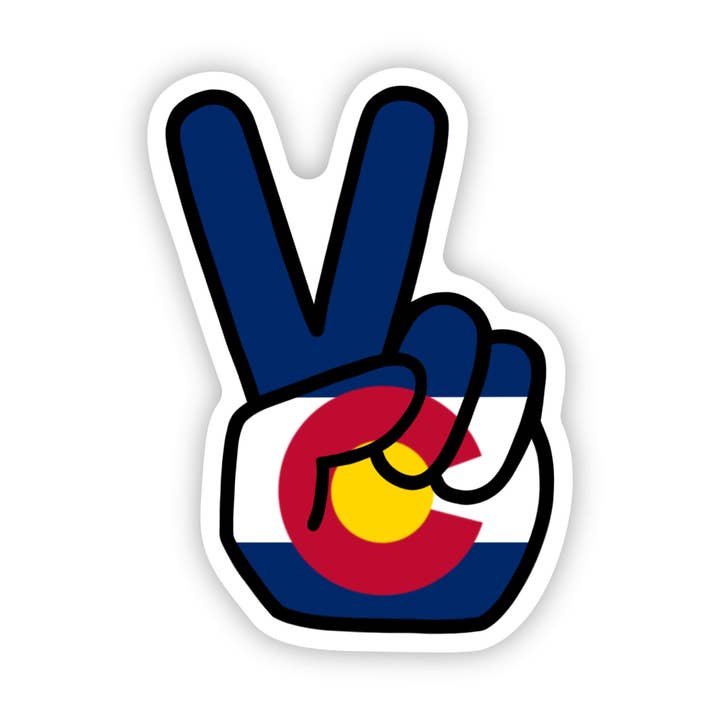 Adesivo con le dita della pace con bandiera per la vendita all'ingrosso da parte di Jones Sticker Co