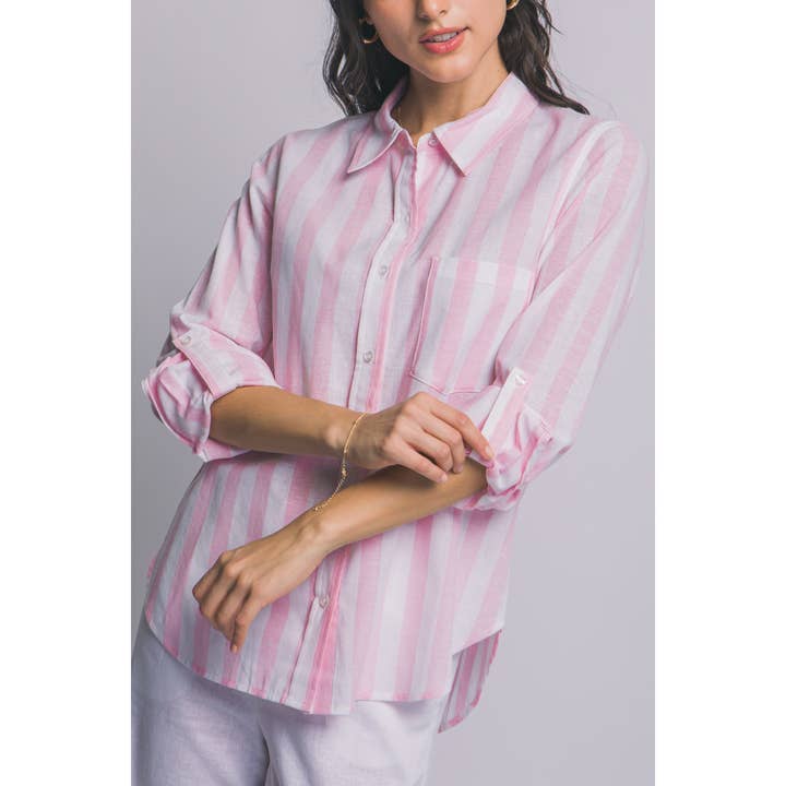 10403TN Vertical Stripe Button-Down Shirt for wholesale by Coloring You