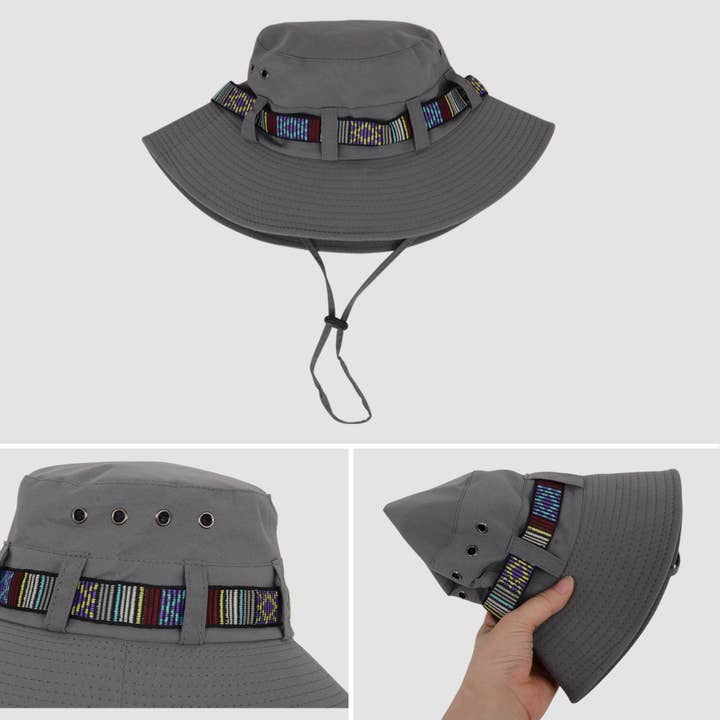 AK Brand - Wholesale Bucket hat – Women's - Wide Brim Bucket Hat with Colorful Ribbon Trim Breathable Mesh Lining and Adjustable Chin Strap for Outdoor Use3