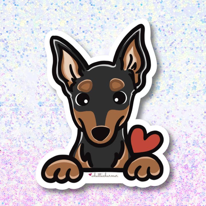 Autocollant de chien Pinscher nain, noir et rouille pour la vente par WhattaCharmer