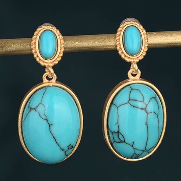 Oval Turquoise Earrings for wholesale by Bright MacMing