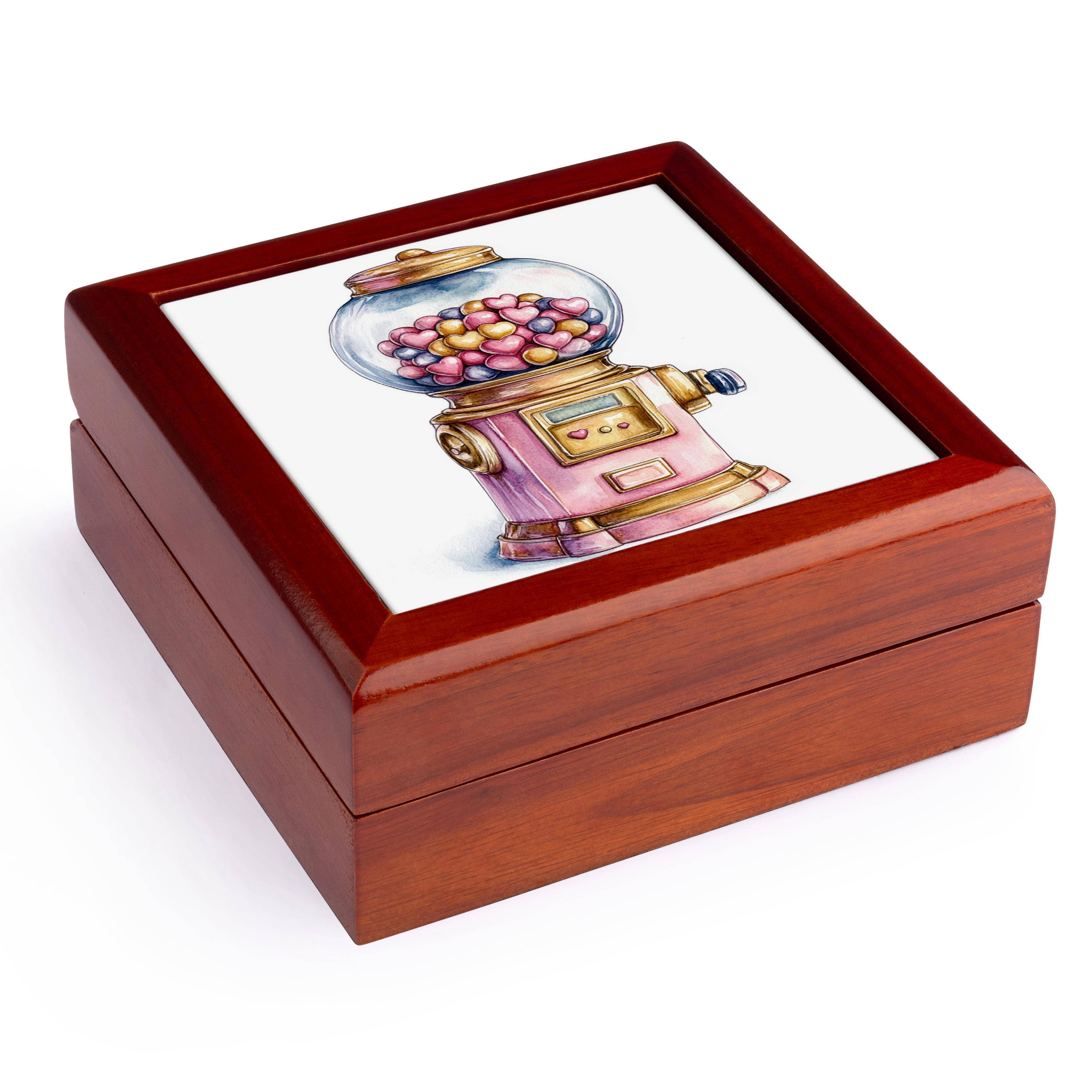 3dRose - Wholesale Jewelry Box/Organizer - 3dRose, Cute Pink Bubble Gum Machine Illustration, Jewelry Box0