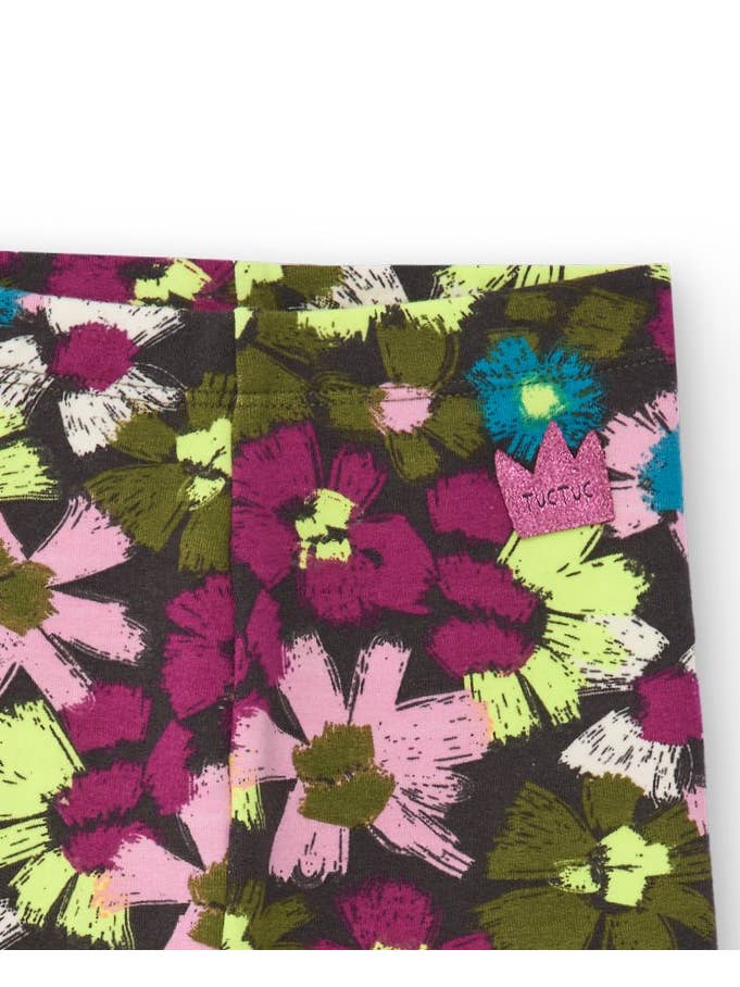 tuc tuc - Wholesale Fashion Leggings - Kids - Girls' leggings in brown with multicolor floral print2